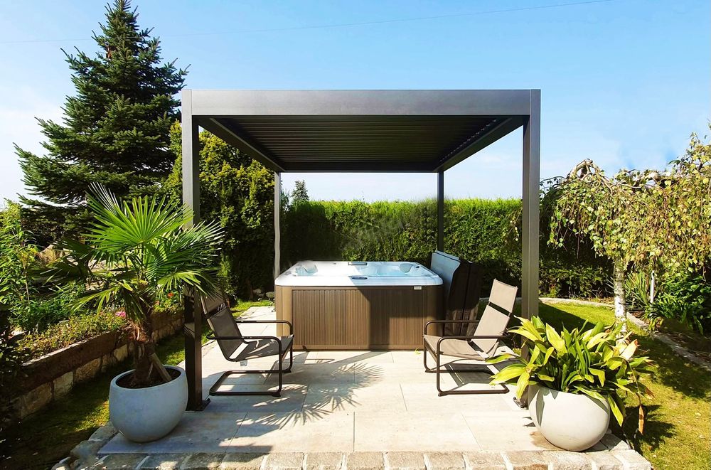 Pergola hvit 350 / 250 / 385 cm (B/H/L)