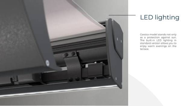 Hovedbilde Kassettmarkise m ledlys,Bredde 410-470 cm x 360 utfall cm